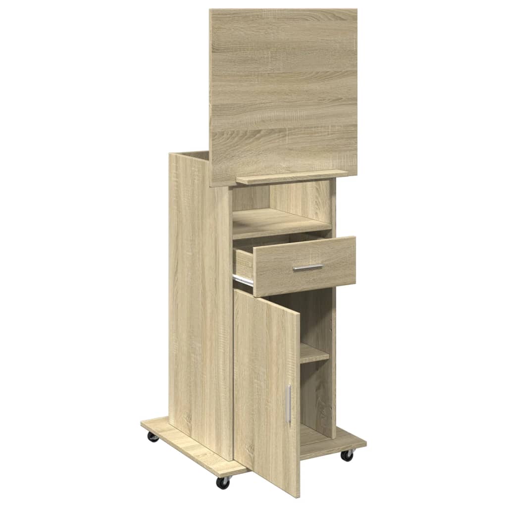 Lectern with Wheels & Drawer Sonoma Oak 55x55x107 cm Engineered Wood